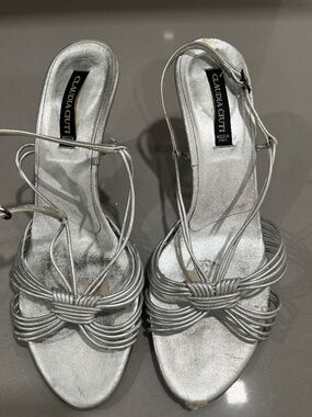 Silver Claudia Ciuti Strappy Heels.  Made in Italy.  Size 7M.